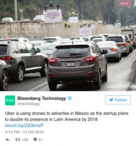 Drones de Uber en el tráfico de la Ciudad de México