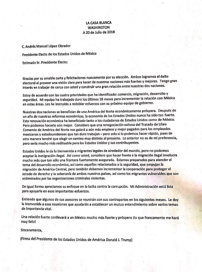 Así respondió Trump a la carta de López Obrador • Forbes 