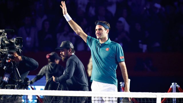 Roger Federer durante su participación en The greatest match, México 2019. Foto: Daniel Hernández para Forbes México.