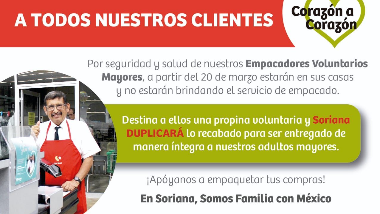 Walmart y Soriana ‘descansarán’ a sus empacadores para prevenir coronavirus