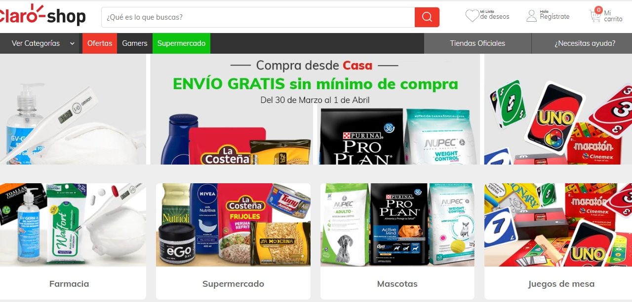 Claro Shop ofrece envío gratis de compras por coronavirus