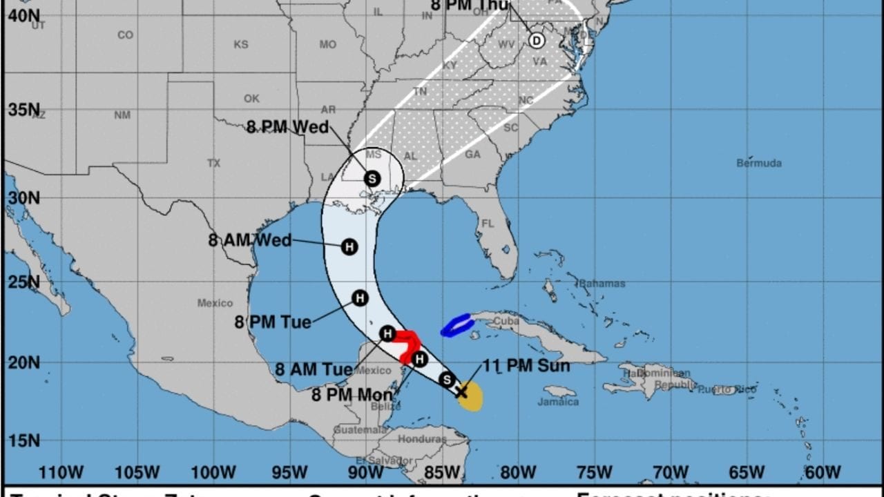 Tormenta tropical Zeta azotará con fuerza de huracán a la península de Yucatán
