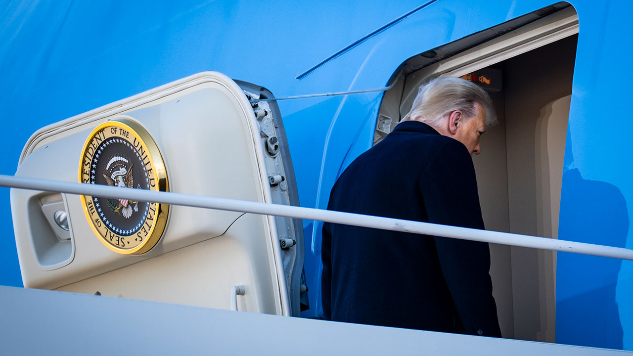 President Donald Trump Departs For Florida At The End Of His Presidency