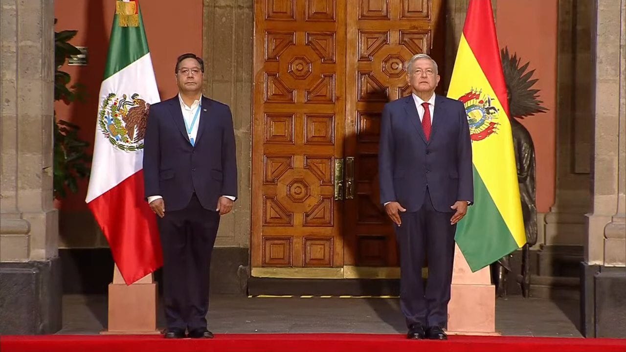 AMLO recibe en Palacio Nacional al presidente de Bolivia, Luis Arce