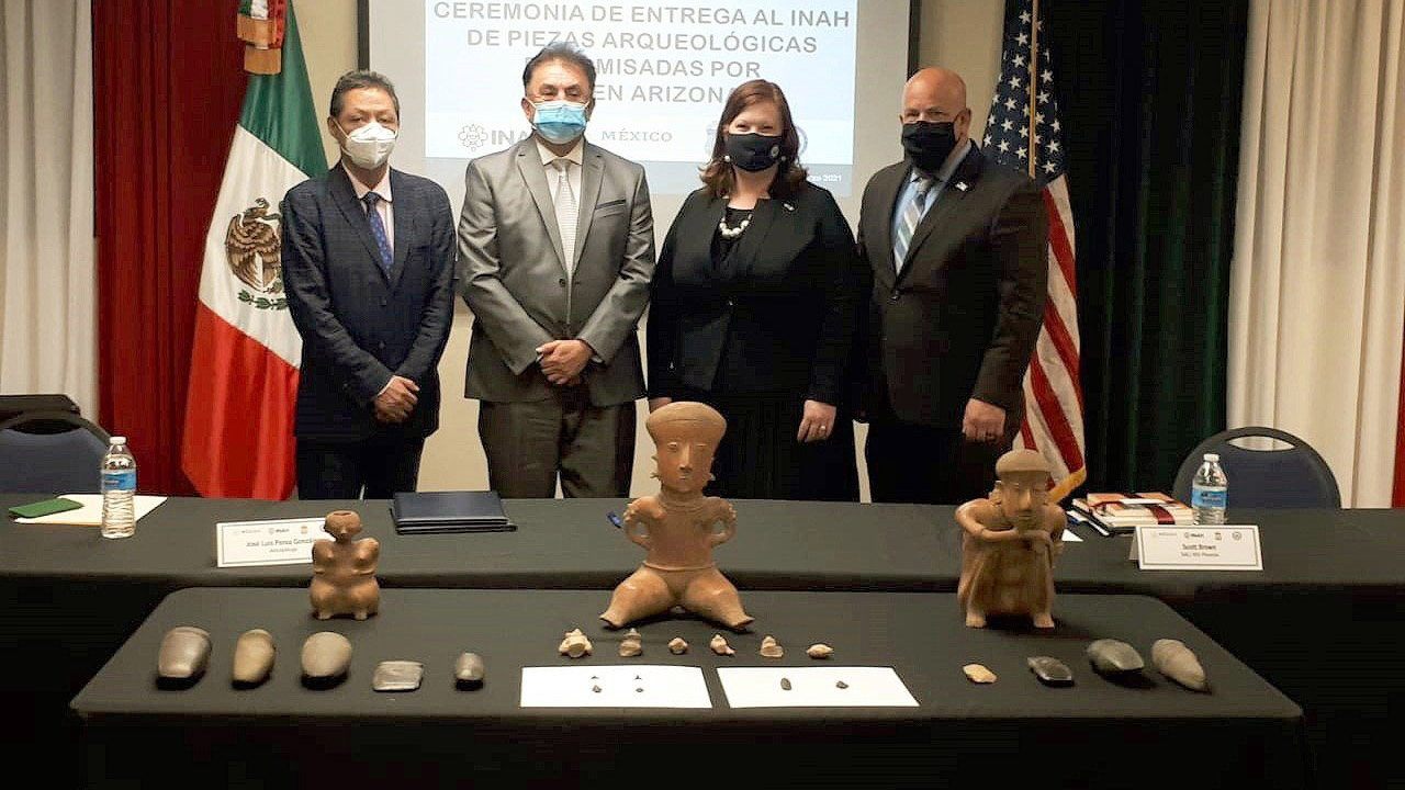 México repatria 280 de piezas arqueológicas desde Estados Unidos