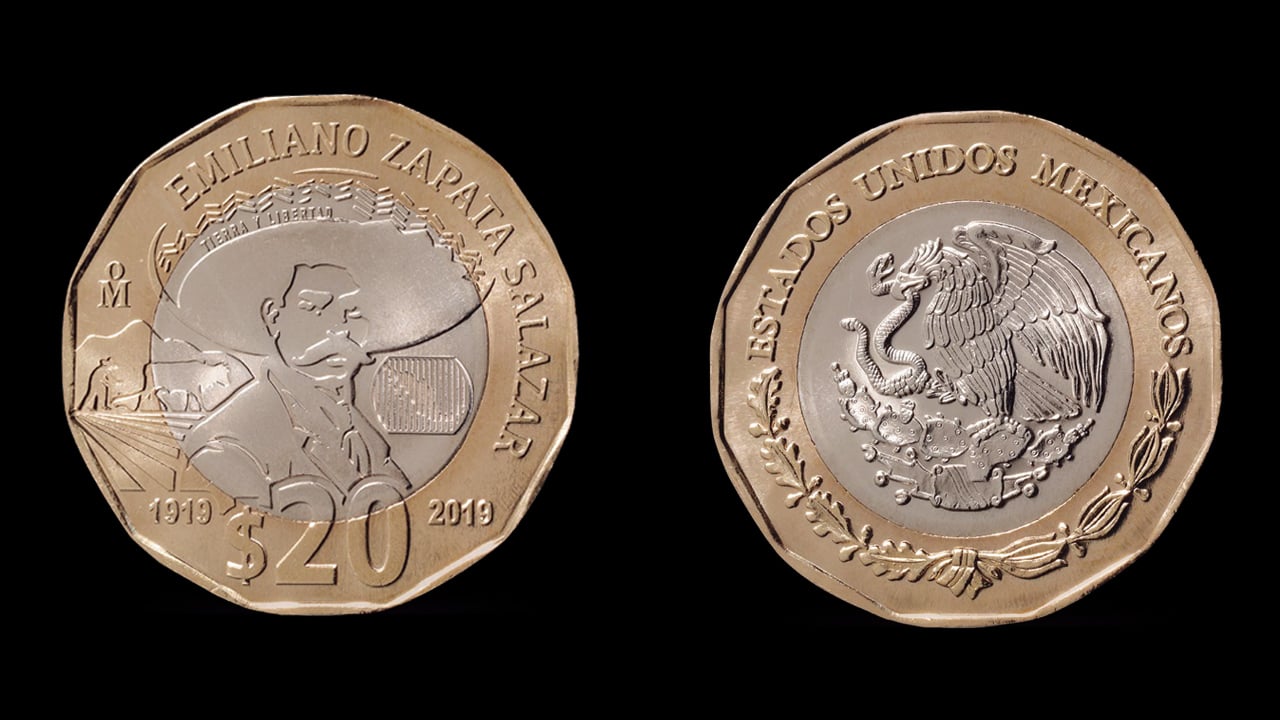 Banxico pone en circulación moneda de 20 pesos por el Centenario de la muerte de Zapata