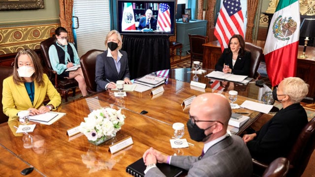 Andres Manuel López Obrador US Vice President Kamala Harris holds a virtual bilateral meeting with Mexican President