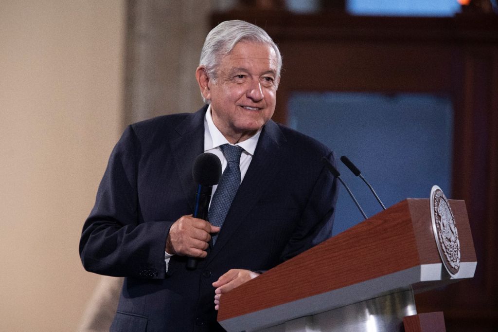 El presidente López Obrador en conferencia matutina. Foto: Presidencia