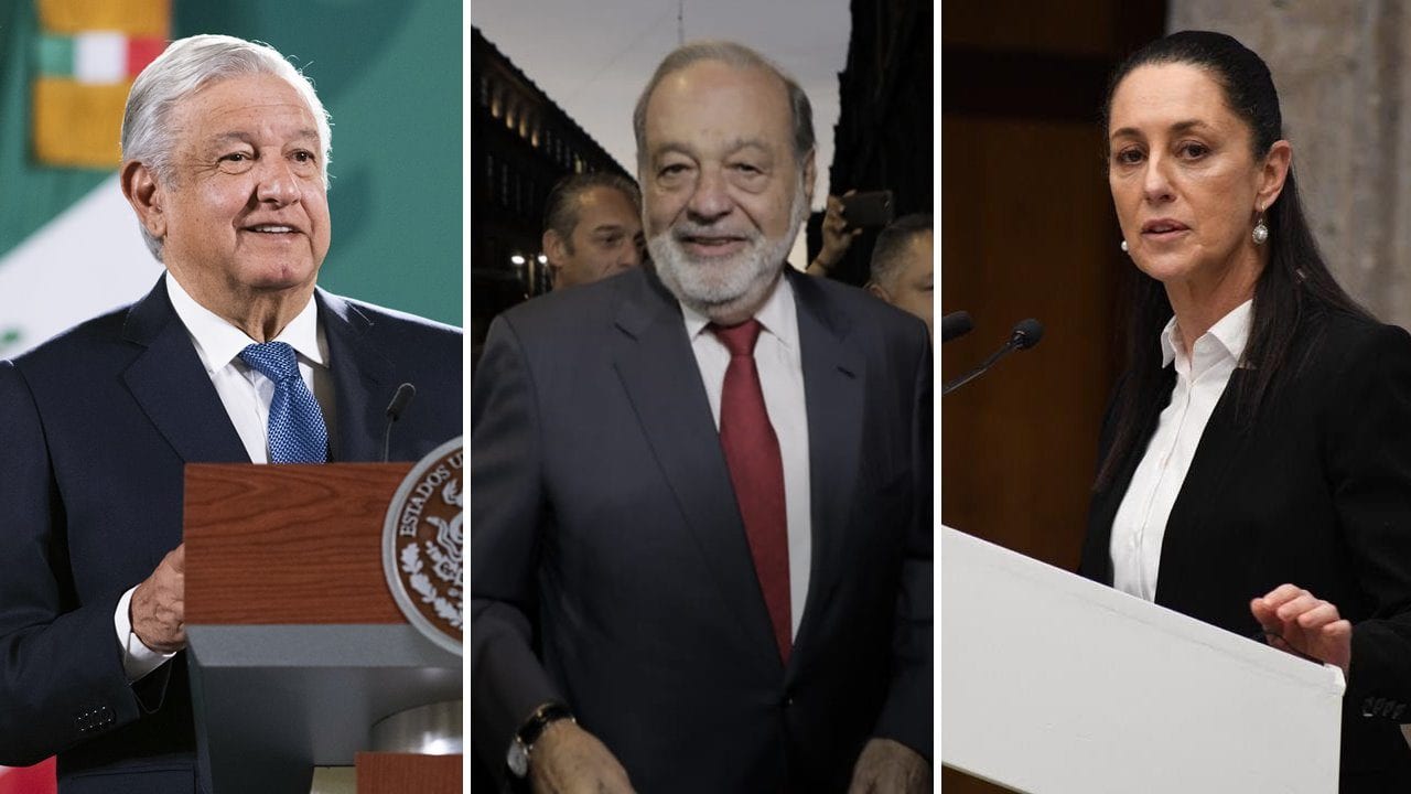 AMLO recibe a Claudia Sheinbaum y Carlos Slim en Palacio Nacional