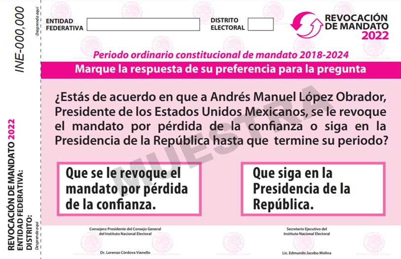 This is the proposed ballot for the AMLO revocation consultation