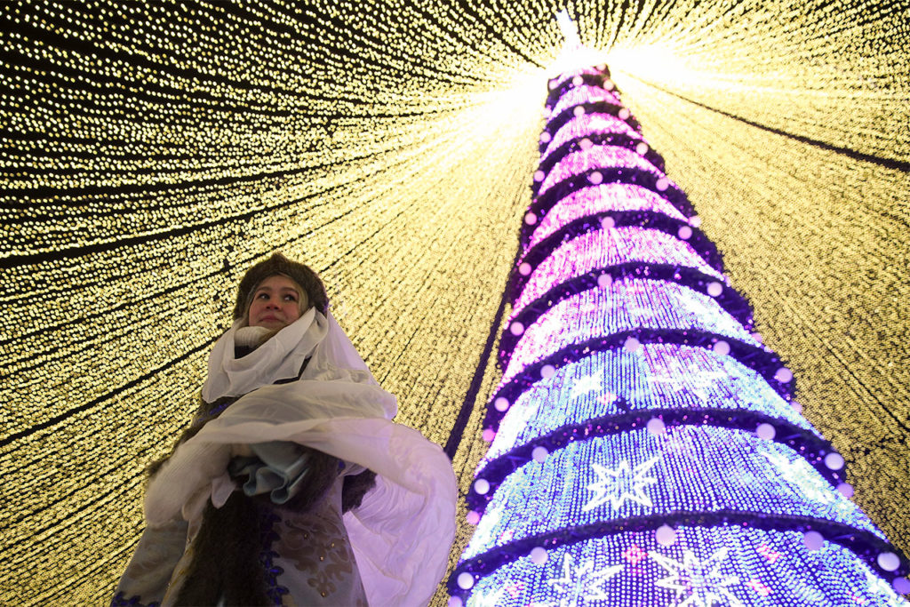 Navidad Russian city of Kazan decorated for holiday season