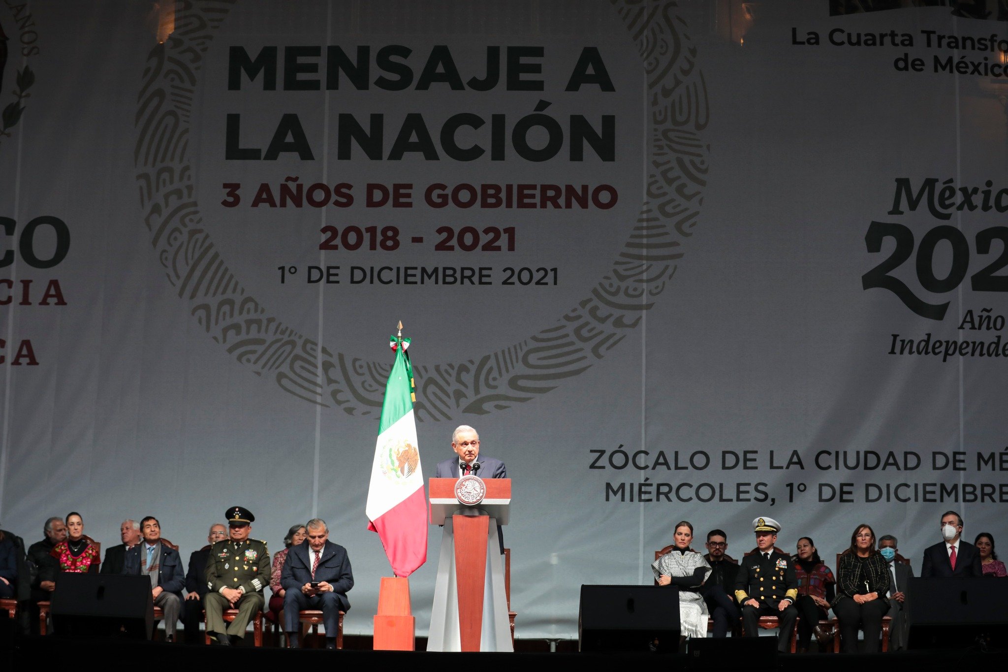 El presidente López Obrador y su gabinete. Foto: Gobierno de México.