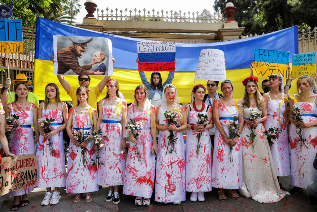 Protesta contra la invasión rusa de Ucrania en México