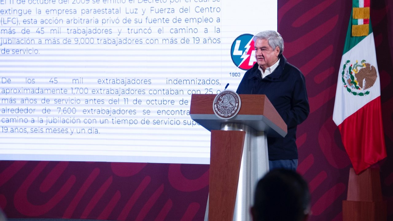 Indep pagará jubilaciones a 8 mil exempleados de Luz y Fuerza del Centro