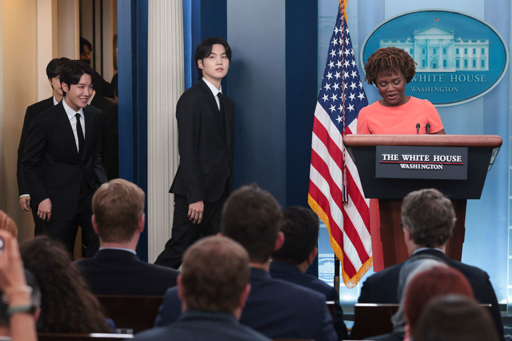 White House Press Secretary daily press briefing with BTS