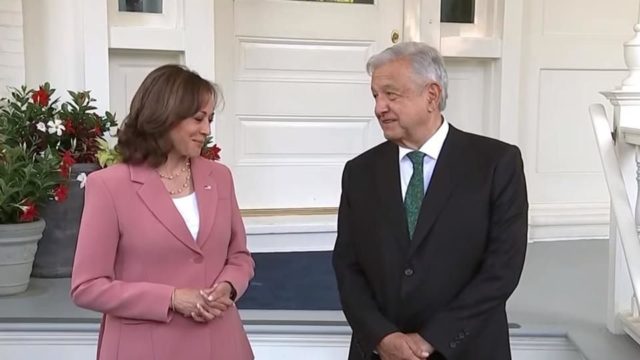 El presidente López Obrador y Kamala Harris. Foto: Gobierno de México.