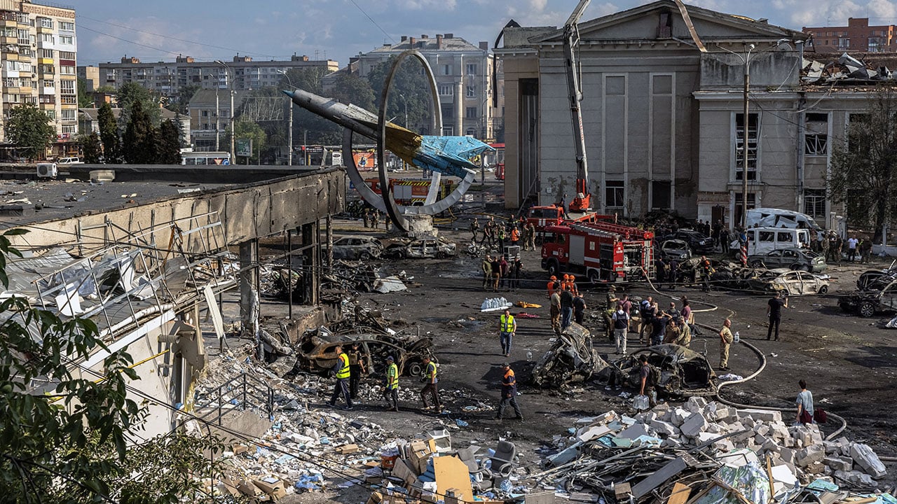 Imágenes del bombardeo de Rusia contra la ciudad ucraniana de Vinnytsia