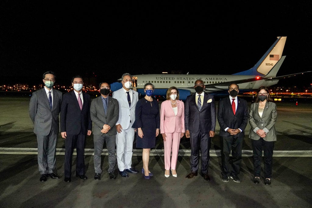 US House Speaker Nancy Pelosi arrives in Taiwan