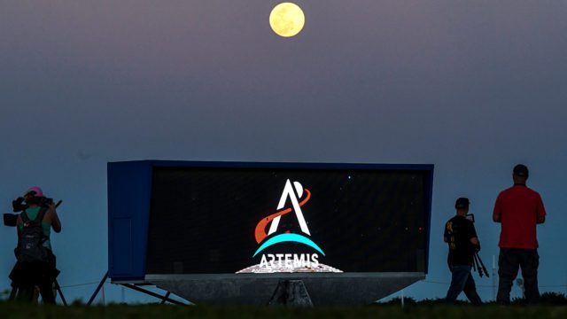 The Artemis I Moon-bound rocket rolls