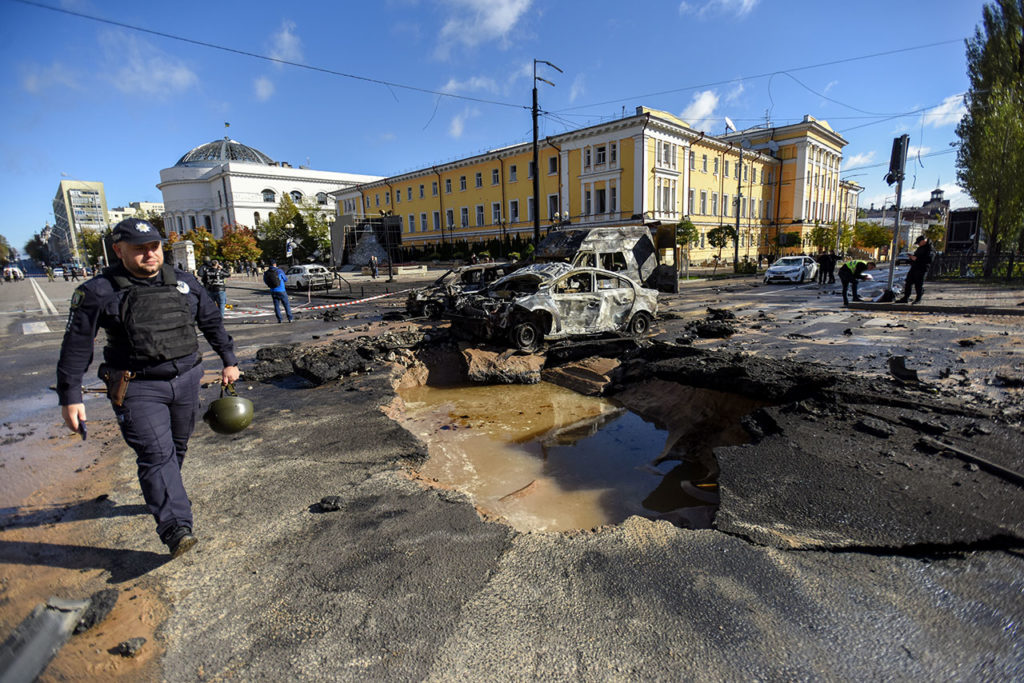 Bombardeo Ucrania Kiev Rocket attacks hit the Ukrainian capital Kyiv