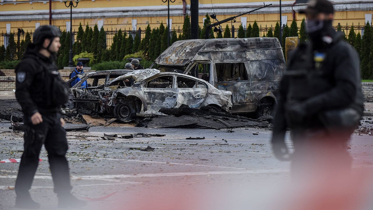 Bombardeo a Ucrania Kiev Rocket attacks hit the Ukrainian capital Kyiv