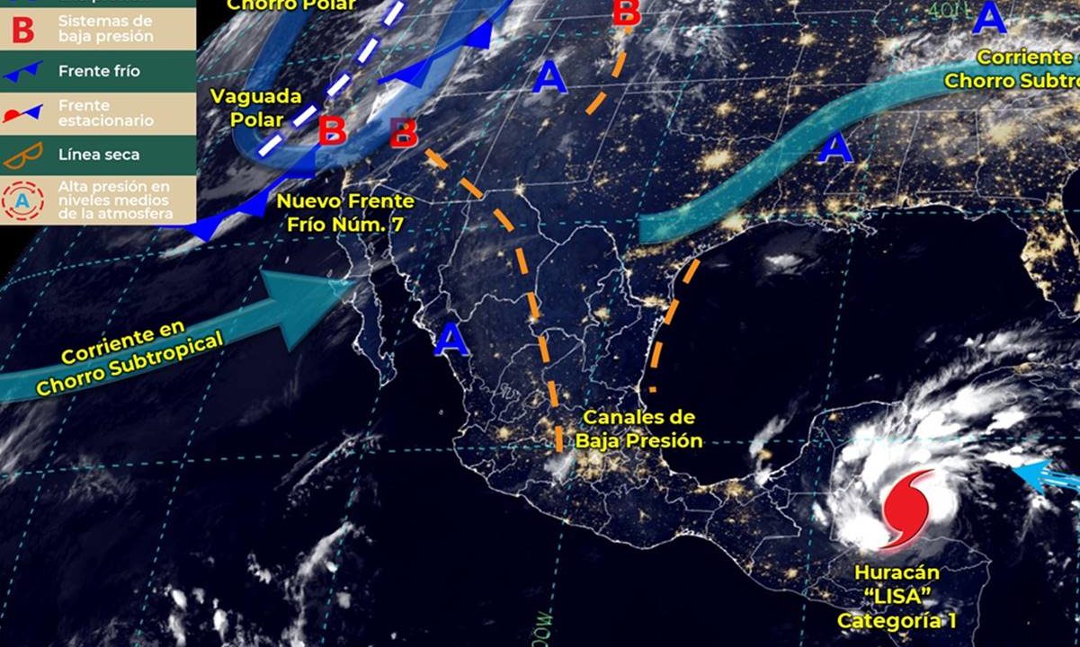 ‘Lisa’ ya es huracán categoría 1; está a 200 kilómetros de Quintana Roo