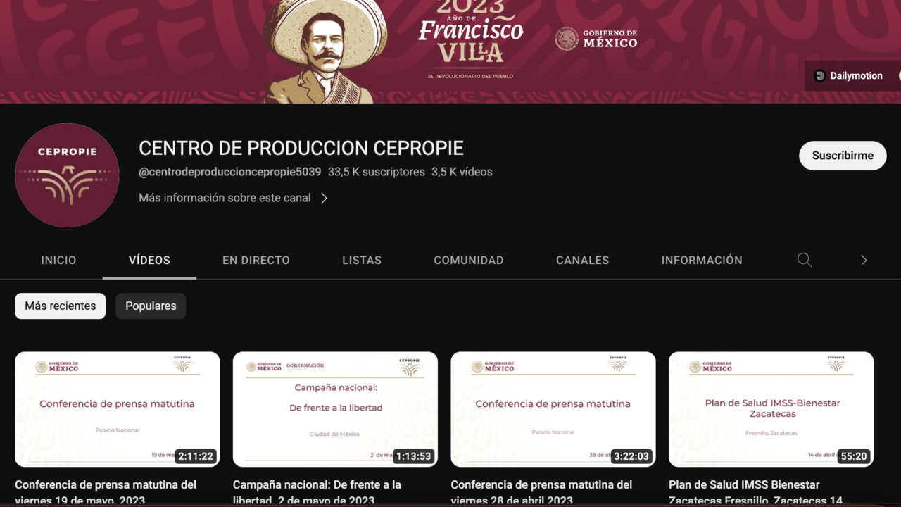 Presidencia acusa a Youtube de censura por suspender canal de Cepropie