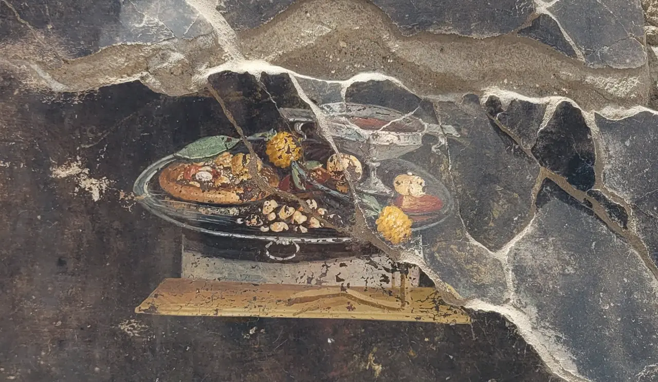 Descubren en fresco en Pompeya la representación del antepasado de la pizza