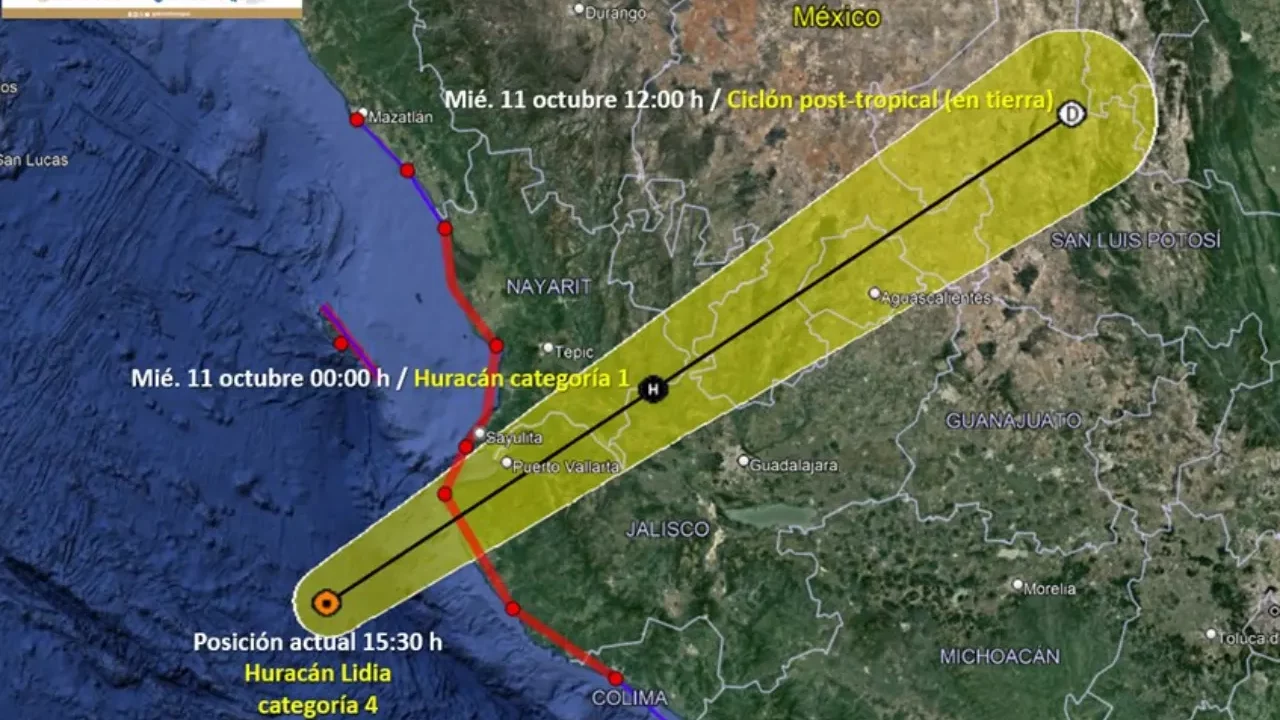 Huracán Lidia ya es categoría 4; se esperan lluvias torrenciales en 5 estados