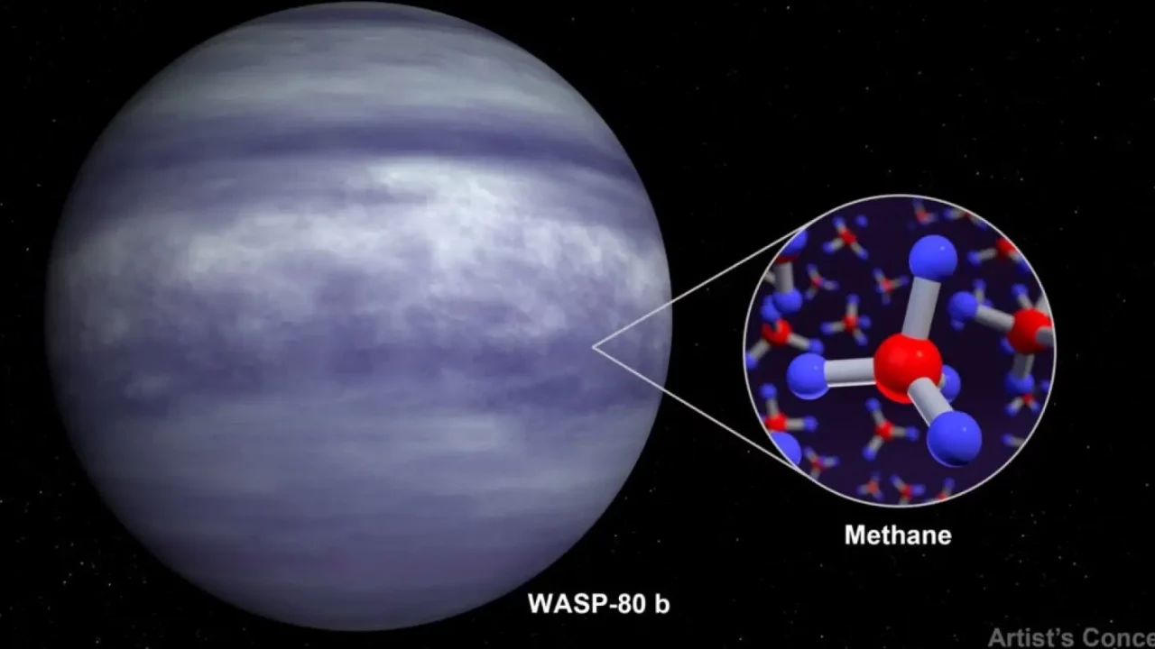 Telescopio James Webb descubre gas metano en  exoplaneta WASP-80b