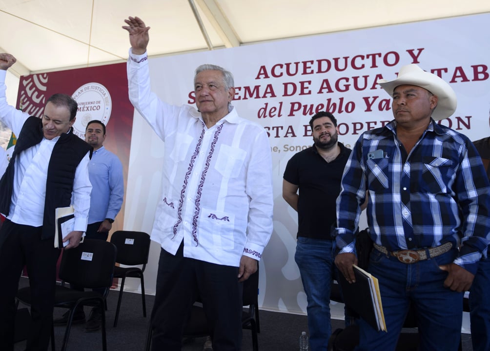 López Obrador inaugura obra para llevar agua al pueblo Yaqui 
