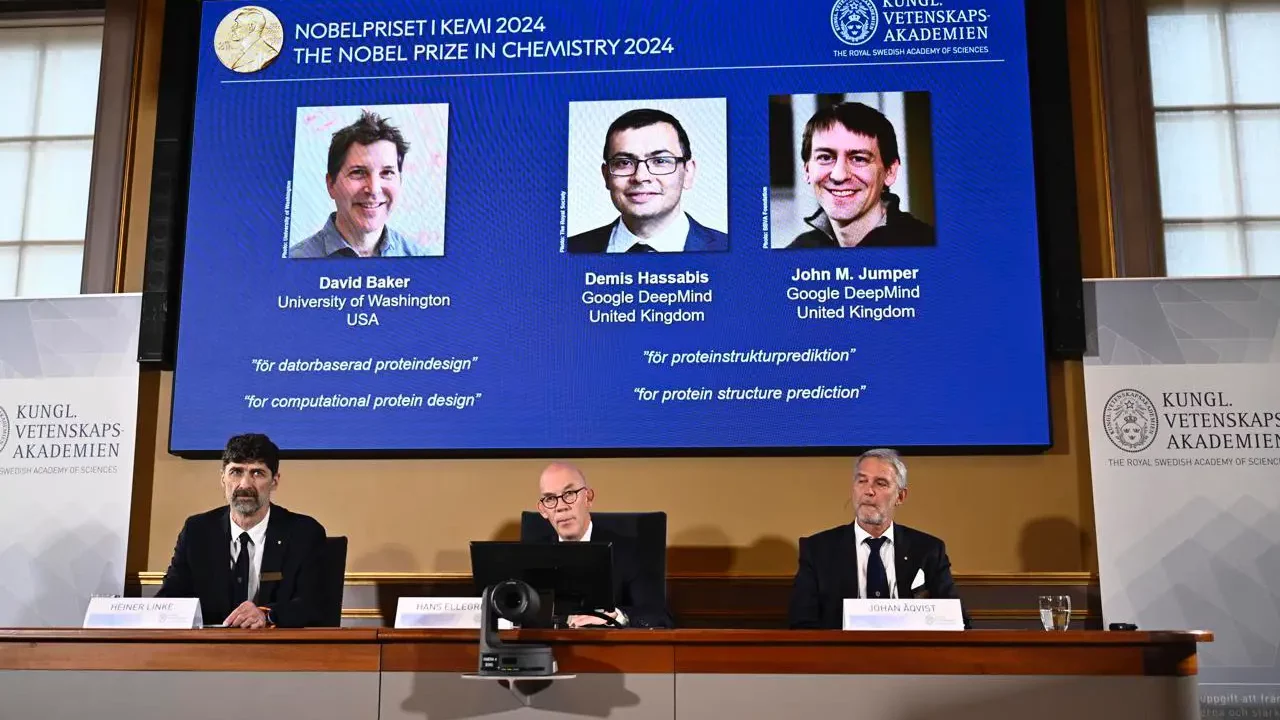Otorgan el Nobel de Química a Baker, Jumper y Hassabis por revelar códigos de proteínas mediante IA