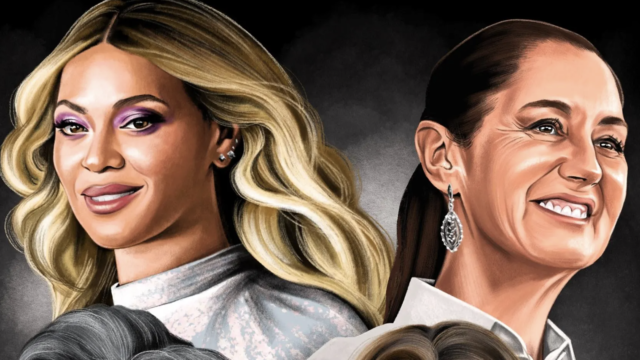 Beyoncé y Claudia Sheinbaum. ILUSTRACIÓN DE JAYA NICELY PARA FORBES
