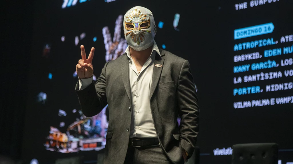 El luchador Místico, uno de los estelares del ya clásico ring de lucha libre dentro del festival. Foto: Angélica Escobar/Forbes México.
