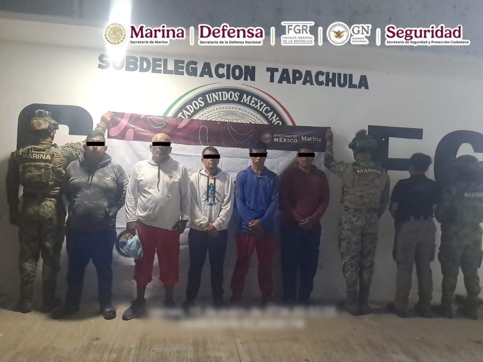 Detiene a cinco personas con más de una tonelada de cocaína en Chiapas
