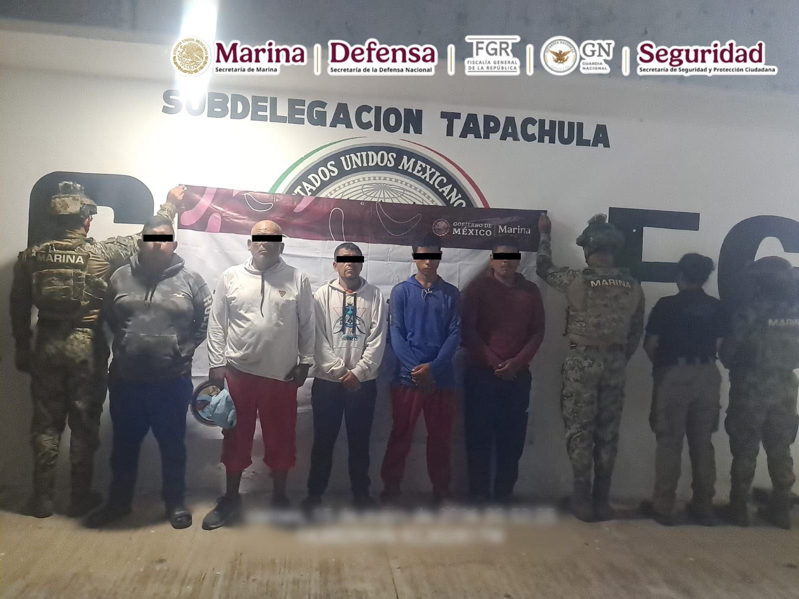 Detiene a cinco personas con más de una tonelada de cocaína en Chiapas