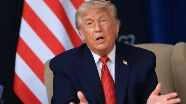 El presidente Donald Trump interviene durante una reunión bilateral con el primer ministro indio Narendra Modi en el marco de la Cumbre del G7, celebrada el 17 de junio de 2026 en Evian-les-Bains, Francia. Foto: Anna Moneymaker/Getty Images